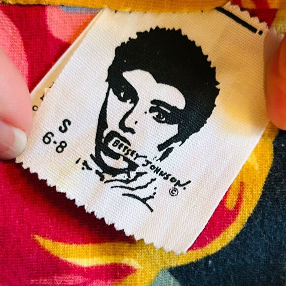 1980s Betsey Johnson Punk Label Mini Skirt in Black Floral Bodycon Size S or XS - Picture 2 of 14